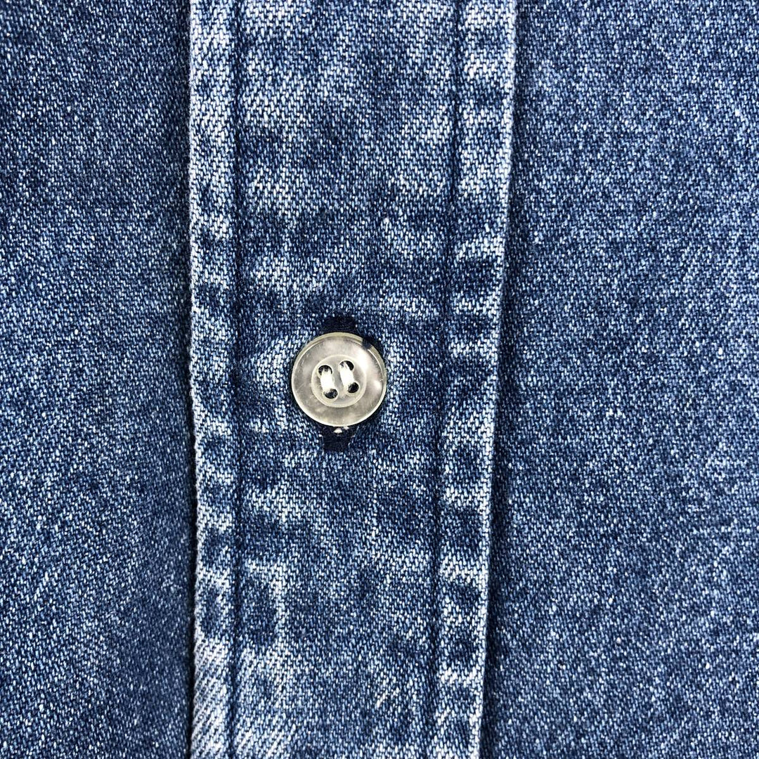 Ralph Lauren long sleeve button down denim shirt, men's XL size cotton blue type Vintage Second Hand