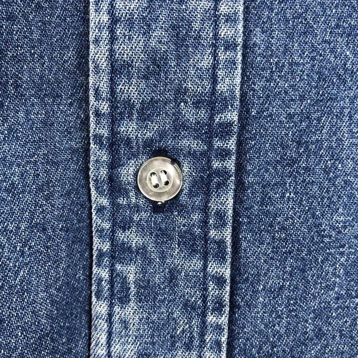 Ralph Lauren long sleeve button down denim shirt, men's XL size cotton blue type Vintage Second Hand