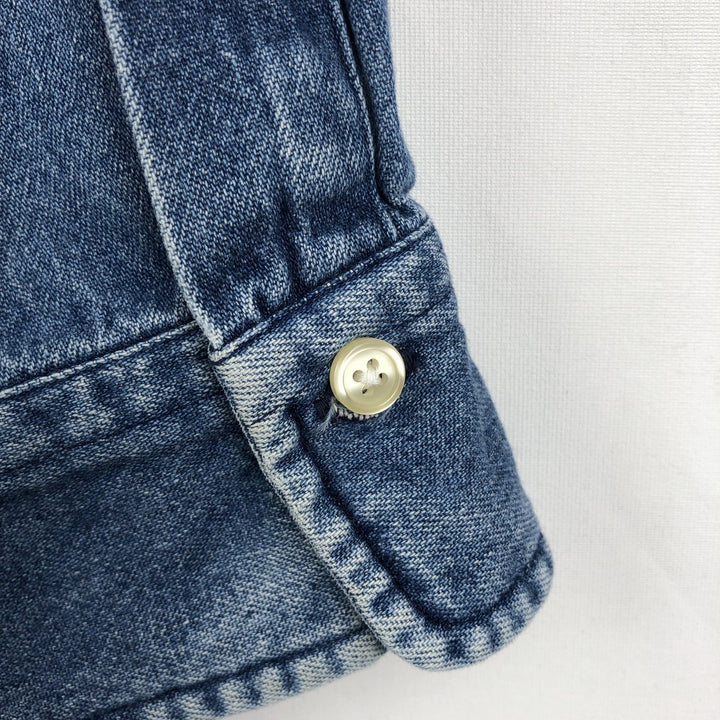 Ralph Lauren long sleeve button down denim shirt, men's XL size cotton blue type Vintage Second Hand