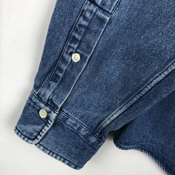 Ralph Lauren long sleeve button down denim shirt, men's XL size cotton blue type Vintage Second Hand