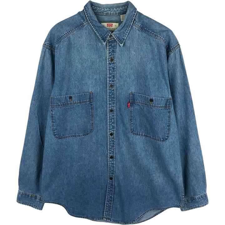 90'S Levi's Long Sleeve Denim Shirt, Men's Size L, Vintage cotton blue type Vintage Second Hand