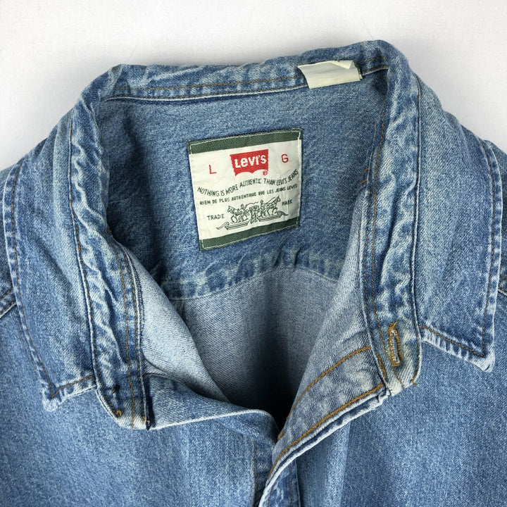 90'S Levi's Long Sleeve Denim Shirt, Men's Size L, Vintage cotton blue type Vintage Second Hand