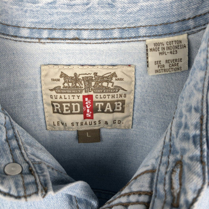 ~2000'S Levi's RED TAB Long-Sleeve Denim Shirt, Men's Size L (approx.) cotton Blue type light blue Vintage Second Hand