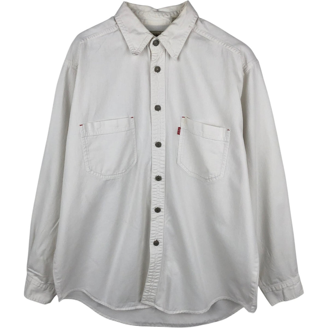 ~2000'S Levi's RED TAB Long-Sleeve White Denim Shirt, Men's Size L (approx.) cotton white type Vintage Second Hand