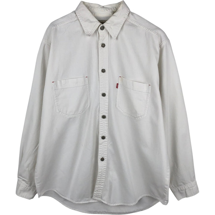 ~2000'S Levi's RED TAB Long-Sleeve White Denim Shirt, Men's Size L (approx.) cotton white type Vintage Second Hand