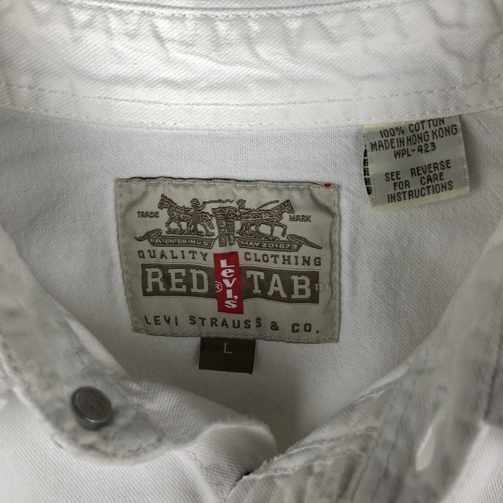 ~2000'S Levi's RED TAB Long-Sleeve White Denim Shirt, Men's Size L (approx.) cotton white type Vintage Second Hand