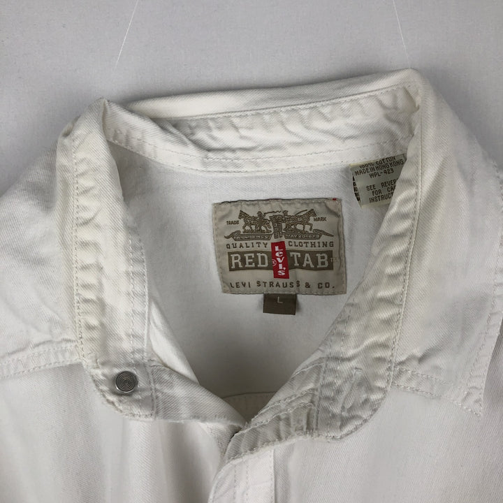 ~2000'S Levi's RED TAB Long-Sleeve White Denim Shirt, Men's Size L (approx.) cotton white type Vintage Second Hand