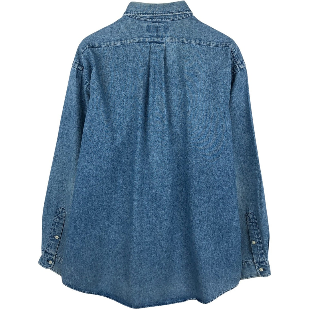 Ralph Lauren BLAKE Long-Sleeve Button-Down Denim Shirt, Men's Size L (approx.) cotton blue type Vintage Second Hand