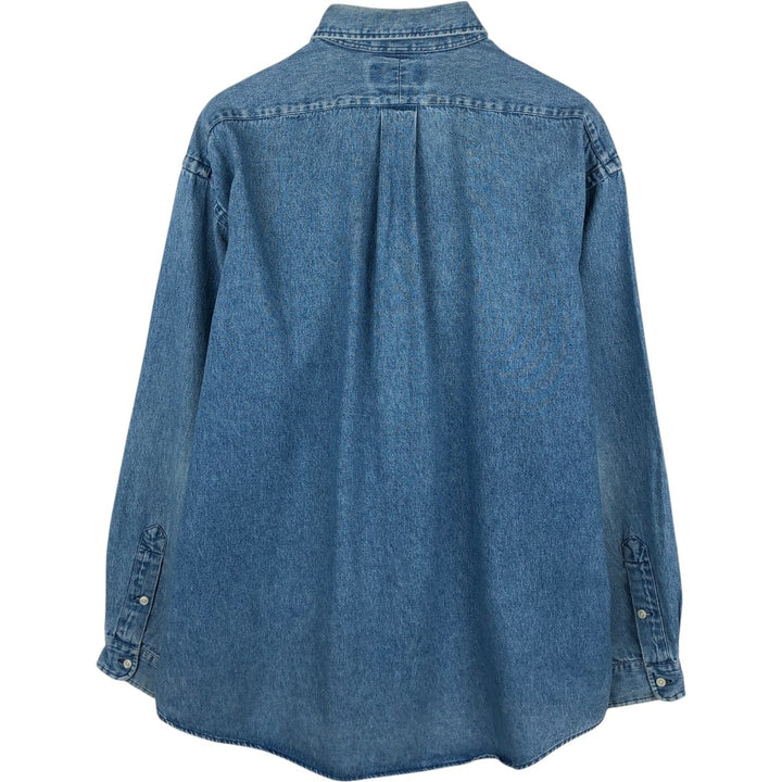 Ralph Lauren BLAKE Long-Sleeve Button-Down Denim Shirt, Men's Size L (approx.) cotton blue type Vintage Second Hand