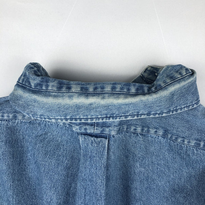 Ralph Lauren BLAKE Long-Sleeve Button-Down Denim Shirt, Men's Size L (approx.) cotton blue type Vintage Second Hand