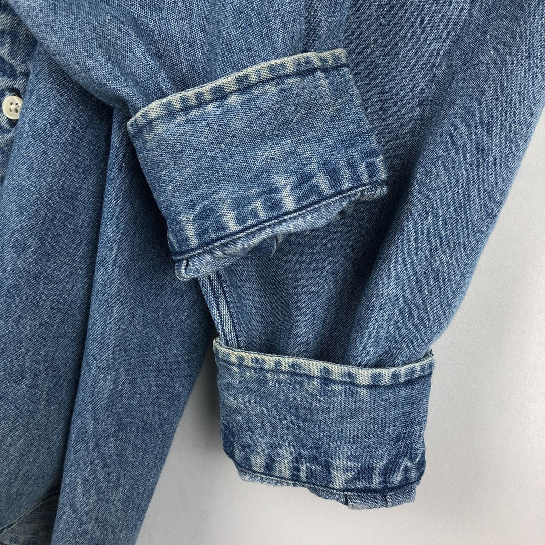 Ralph Lauren BLAKE Long-Sleeve Button-Down Denim Shirt, Men's Size L (approx.) cotton blue type Vintage Second Hand