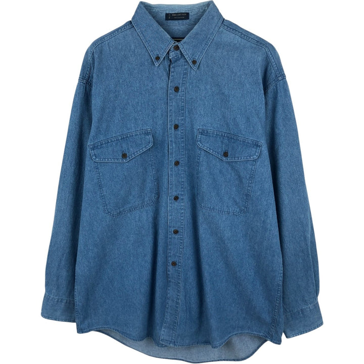 80'S Ralph Lauren CHAPS long sleeve button down denim shirt men's size L vintage cotton blue type Vintage Second Hand