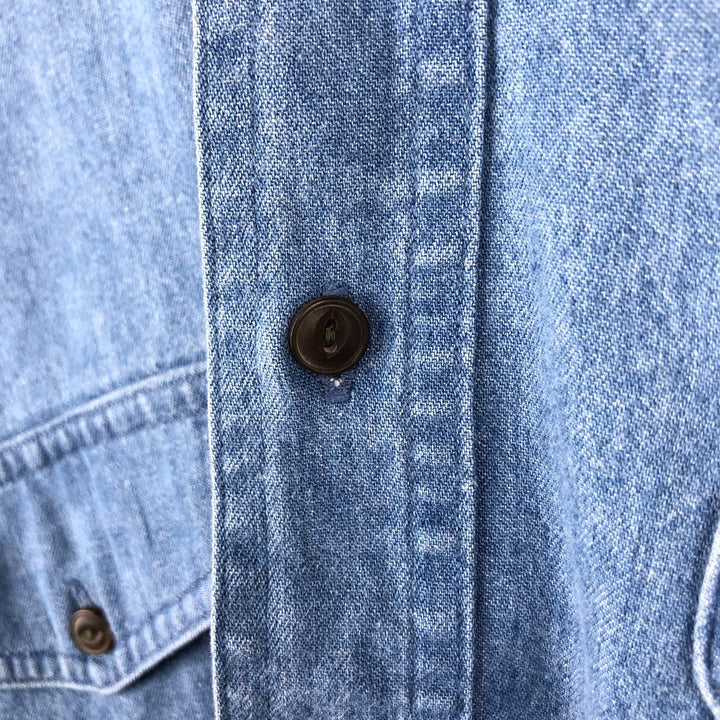 80'S Ralph Lauren CHAPS long sleeve button down denim shirt men's size L vintage cotton blue type Vintage Second Hand