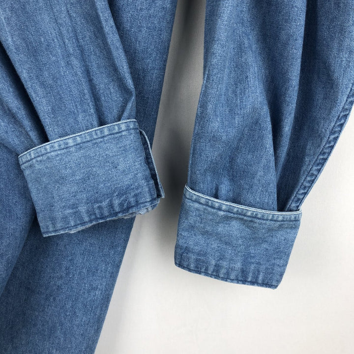 80'S Ralph Lauren CHAPS long sleeve button down denim shirt men's size L vintage cotton blue type Vintage Second Hand