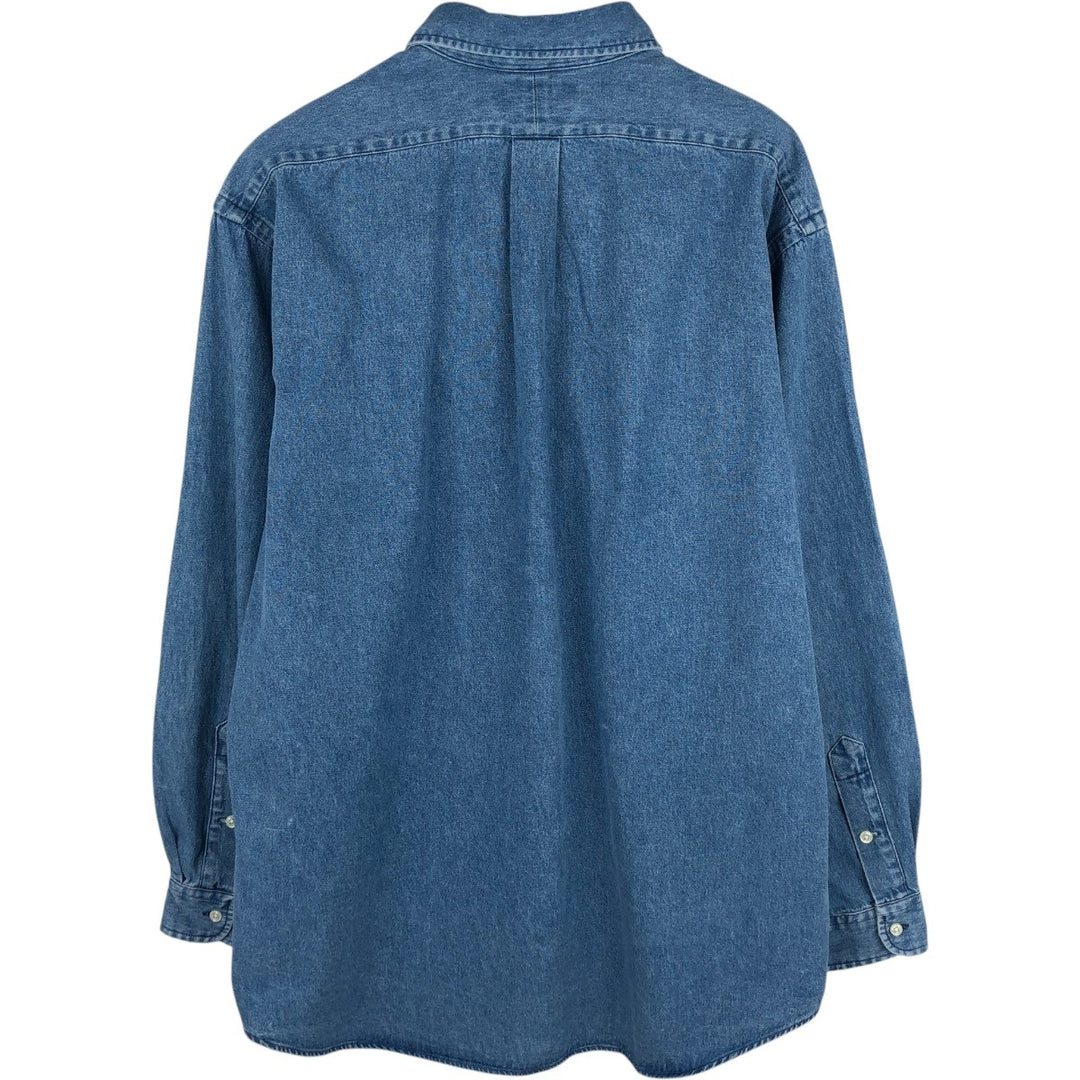 Ralph Lauren BLAKE Long-Sleeve Button-Down Denim Shirt, Men's Size L (approx.) cotton blue type Vintage Second Hand