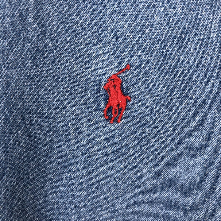 Ralph Lauren BLAKE Long-Sleeve Button-Down Denim Shirt, Men's Size L (approx.) cotton blue type Vintage Second Hand