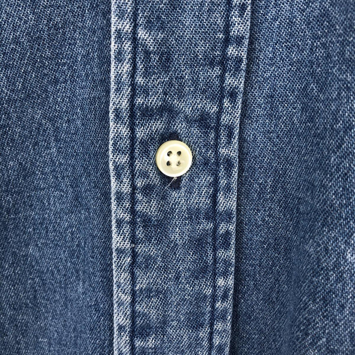 Ralph Lauren BLAKE Long-Sleeve Button-Down Denim Shirt, Men's Size L (approx.) cotton blue type Vintage Second Hand