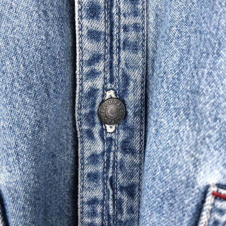 90'S Levi's Long Sleeve Denim Shirt, Men's Size L, Vintage cotton blue type Vintage Second Hand