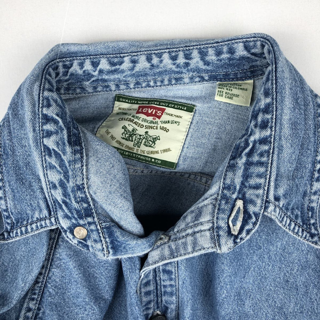 90'S Levi's Long Sleeve Denim Shirt, Men's Size L, Vintage cotton blue type Vintage Second Hand