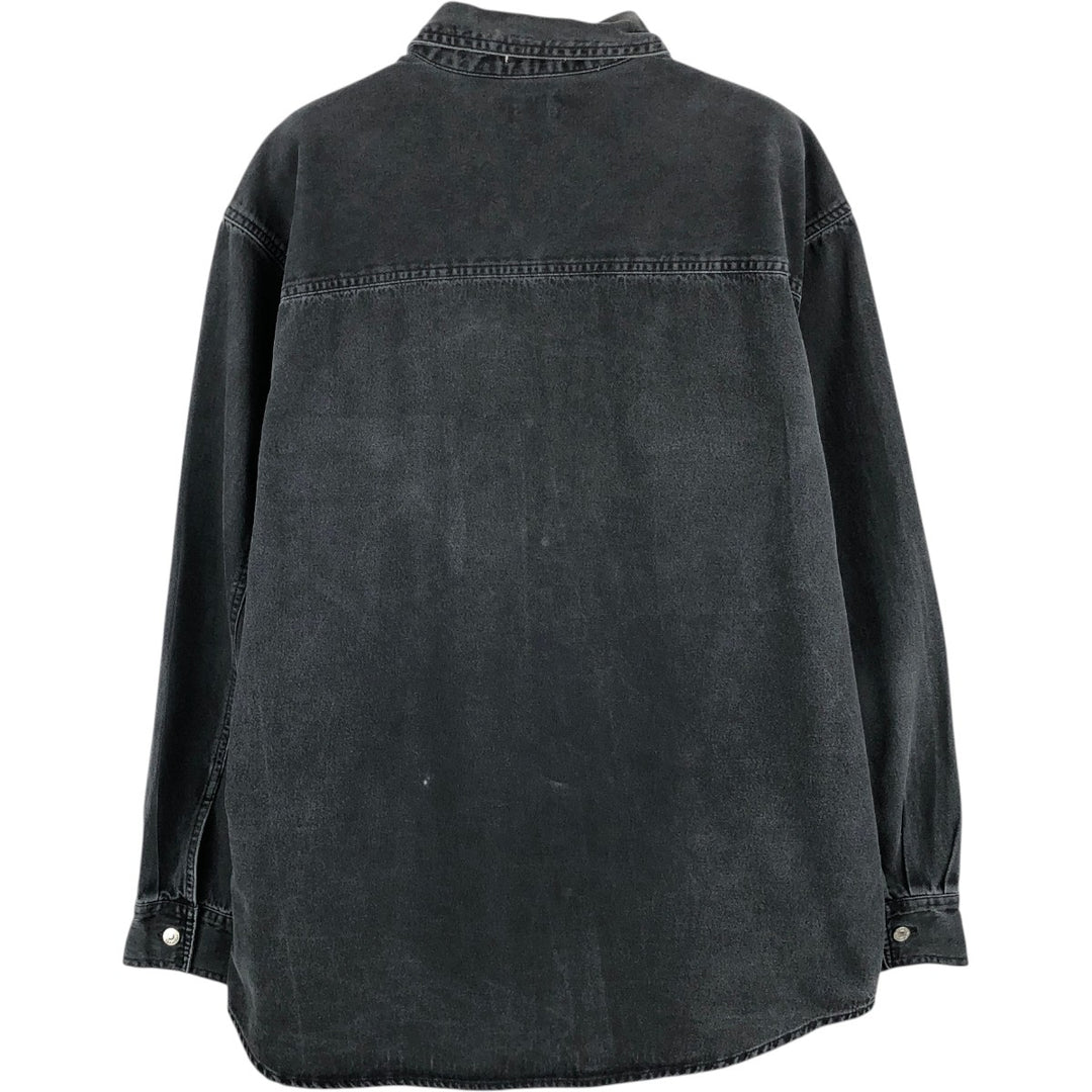 90s-00'S Levi's Loose Fit Long-Sleeve Black Denim Shirt, Men's Size M (Equivalent), Vintage cotton black type Vintage Second Hand