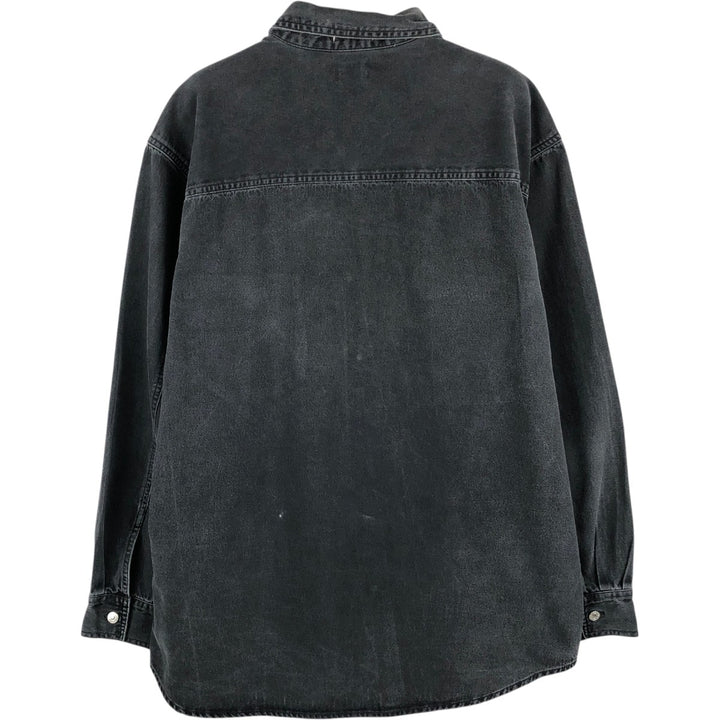 90s-00'S Levi's Loose Fit Long-Sleeve Black Denim Shirt, Men's Size M (Equivalent), Vintage cotton black type Vintage Second Hand