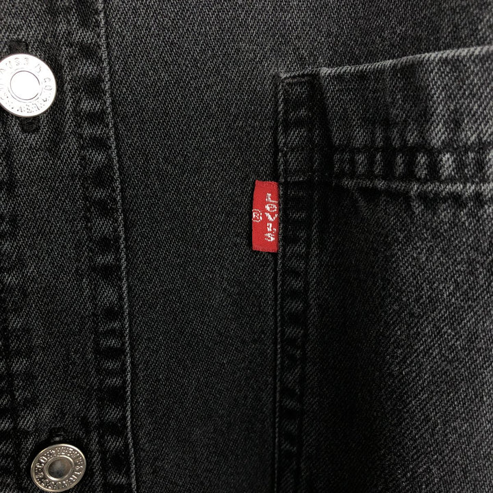90s-00'S Levi's Loose Fit Long-Sleeve Black Denim Shirt, Men's Size M (Equivalent), Vintage cotton black type Vintage Second Hand
