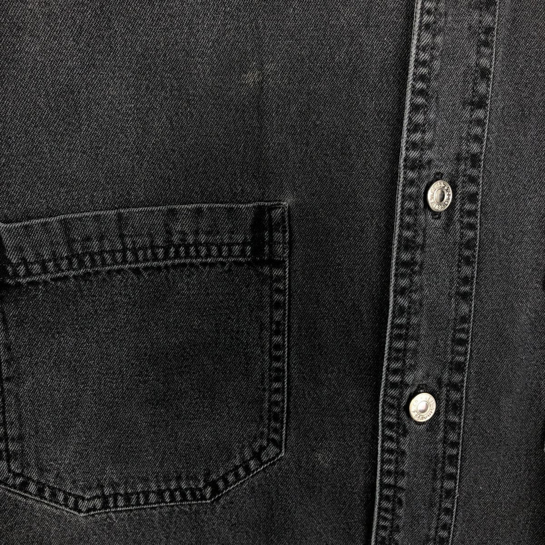 90s-00'S Levi's Loose Fit Long-Sleeve Black Denim Shirt, Men's Size M (Equivalent), Vintage cotton black type Vintage Second Hand