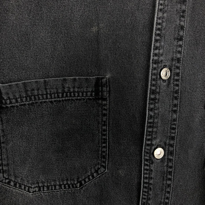 90s-00'S Levi's Loose Fit Long-Sleeve Black Denim Shirt, Men's Size M (Equivalent), Vintage cotton black type Vintage Second Hand