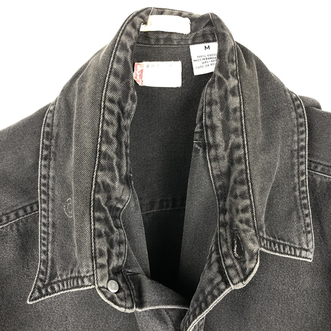 90s-00'S Levi's Loose Fit Long-Sleeve Black Denim Shirt, Men's Size M (Equivalent), Vintage cotton black type Vintage Second Hand