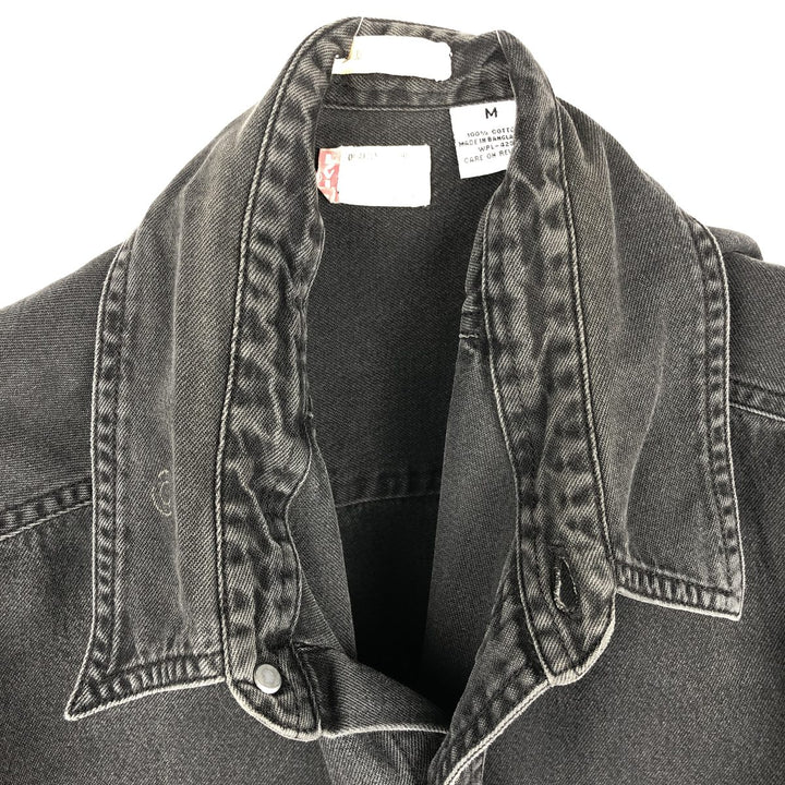 90s-00'S Levi's Loose Fit Long-Sleeve Black Denim Shirt, Men's Size M (Equivalent), Vintage cotton black type Vintage Second Hand