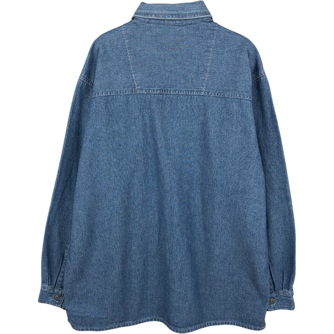 90'S Levi's Herringbone Long-Sleeve Denim Shirt, Boxy Shirt, Men's Size L (Equivalent), Vintage cotton blue type Vintage Second Hand