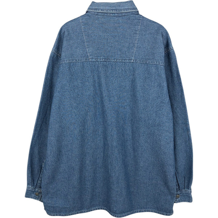 90'S Levi's Herringbone Long-Sleeve Denim Shirt, Boxy Shirt, Men's Size L (Equivalent), Vintage cotton blue type Vintage Second Hand