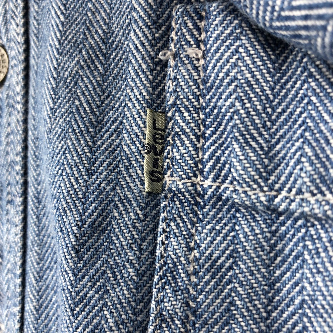 90'S Levi's Herringbone Long-Sleeve Denim Shirt, Boxy Shirt, Men's Size L (Equivalent), Vintage cotton blue type Vintage Second Hand