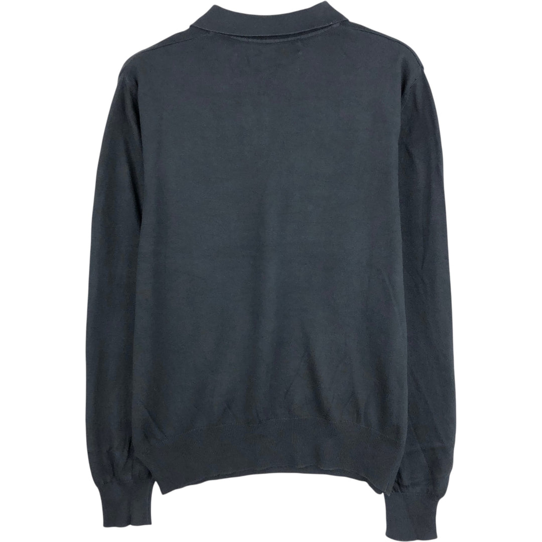 EMBASSY ROW Polo Knit Sweater, Made in Italy, Men's Size L (equivalent), Rib Knit cotton black type Vintage Second Hand