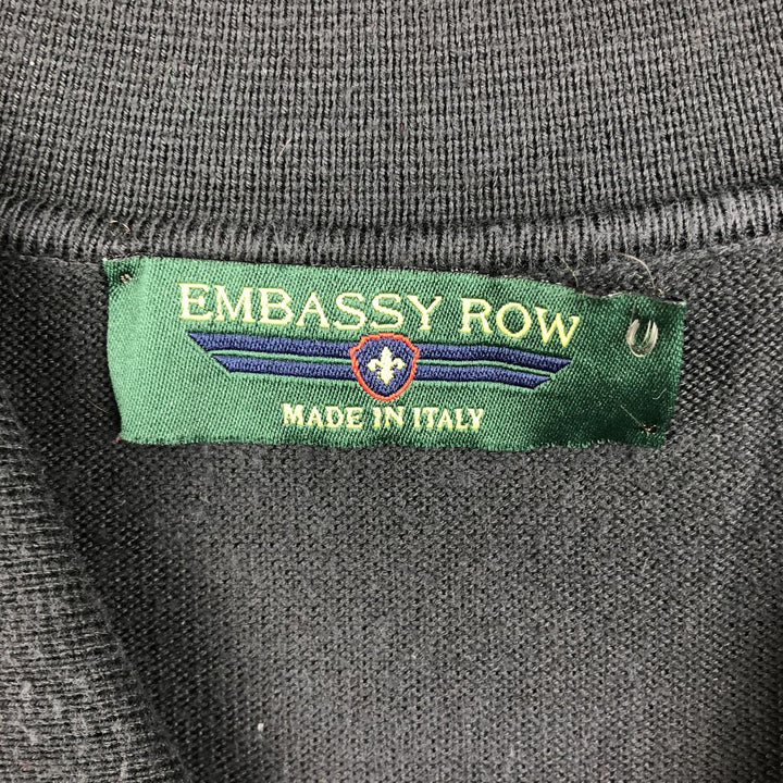 EMBASSY ROW Polo Knit Sweater, Made in Italy, Men's Size L (equivalent), Rib Knit cotton black type Vintage Second Hand
