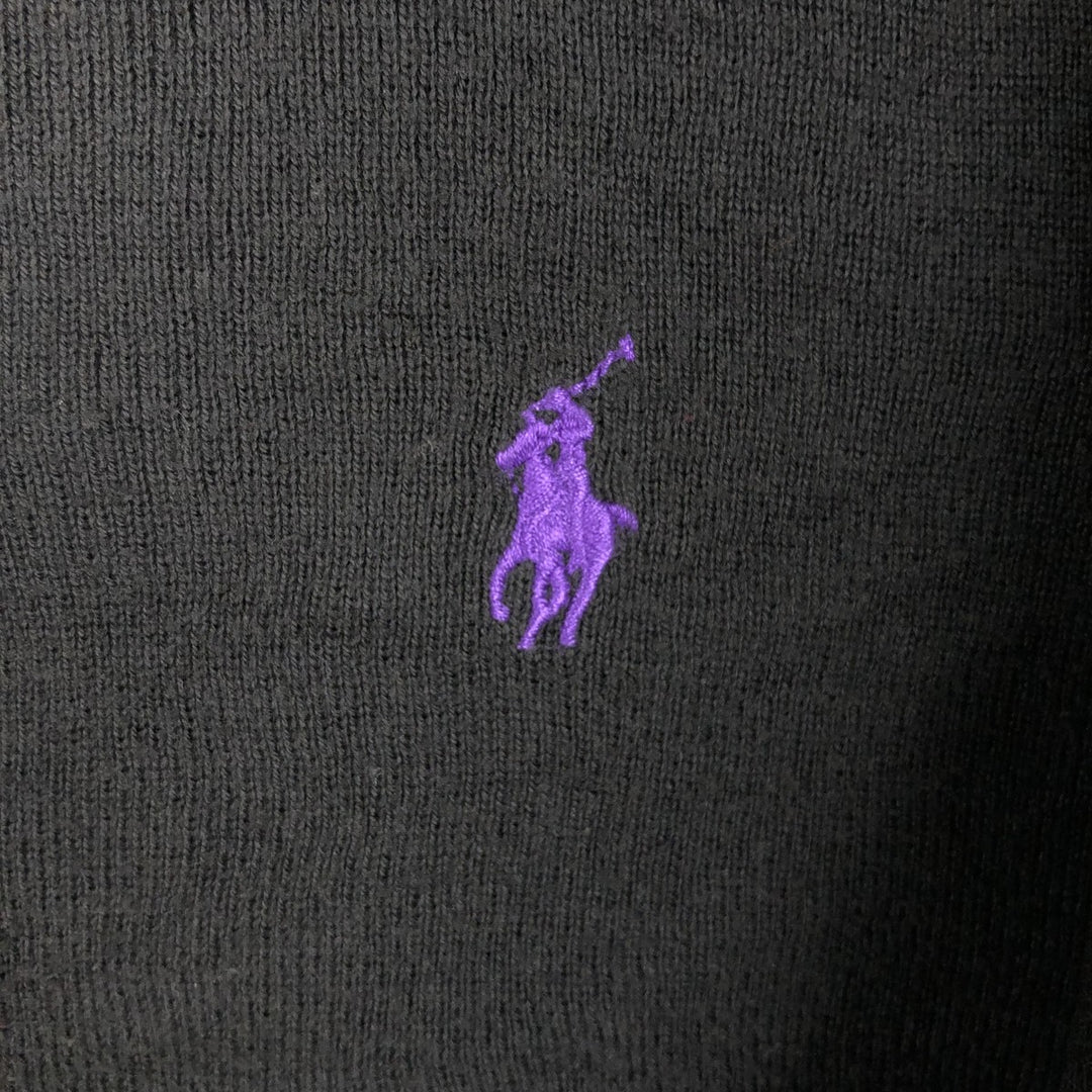 Ralph Lauren POLO by Ralph Lauren V-neck Pima cotton knit sweater, men's size XXL Pima Cotton black type Vintage Second Hand