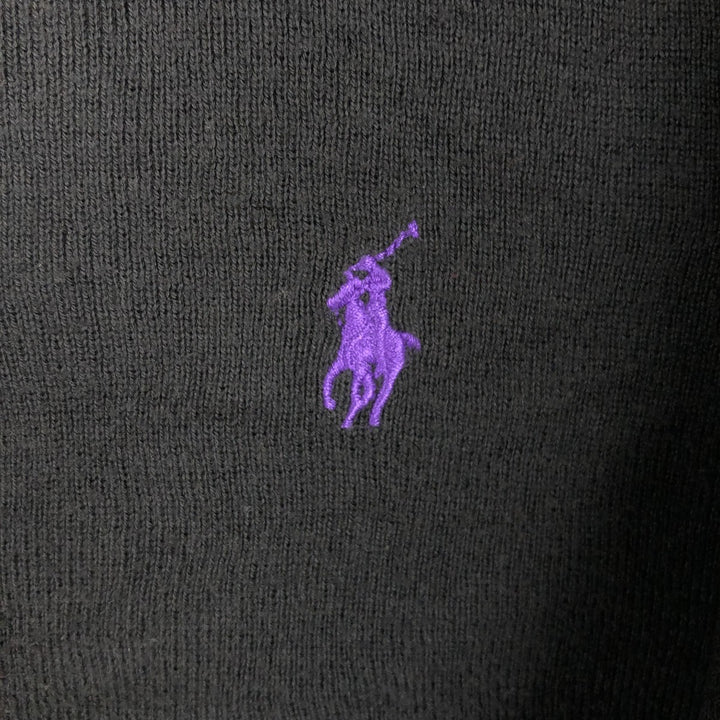 Ralph Lauren POLO by Ralph Lauren V-neck Pima cotton knit sweater, men's size XXL Pima Cotton black type Vintage Second Hand