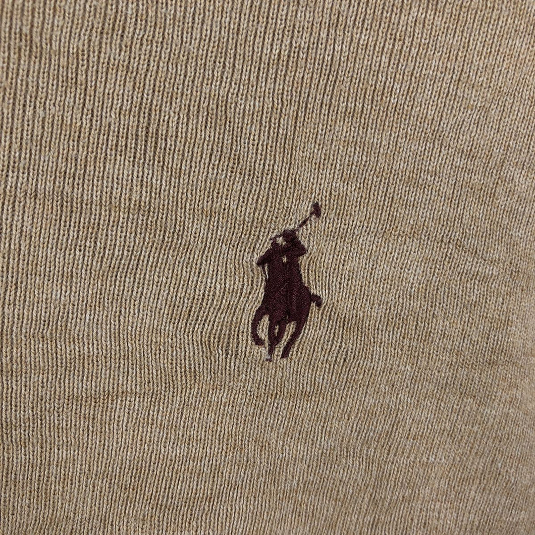 Ralph Lauren POLO by Ralph Lauren V-neck Pima cotton knit sweater, men's size M Pima Cotton Camel type Vintage Second Hand