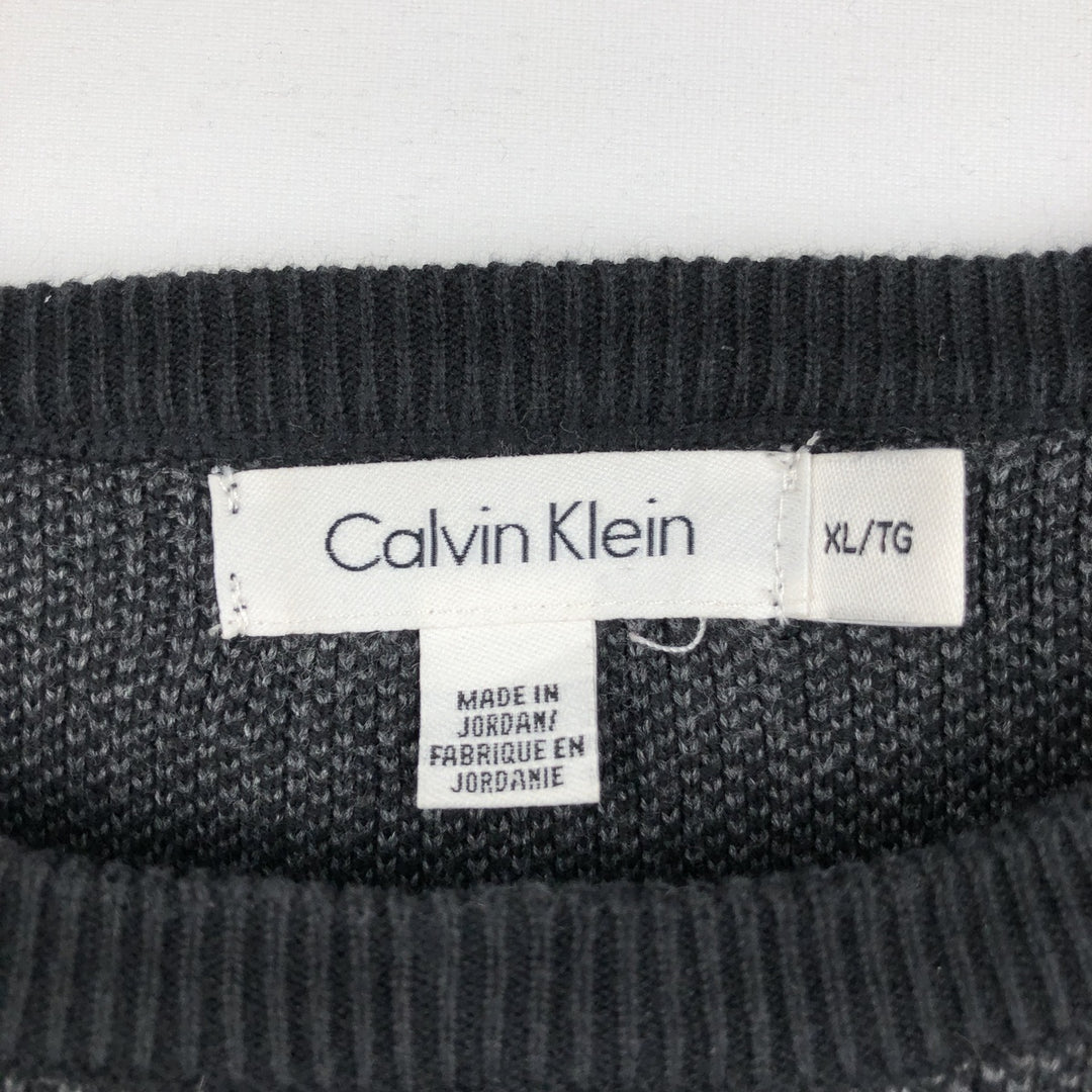 Calvin Klein Cotton Knit Sweater, Men's Size XL cotton black type Vintage Second Hand