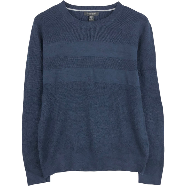 Banana Republic Cotton Knit Sweater, Men's Size M (approx.) Supima Cotton navy blue type Vintage Second Hand
