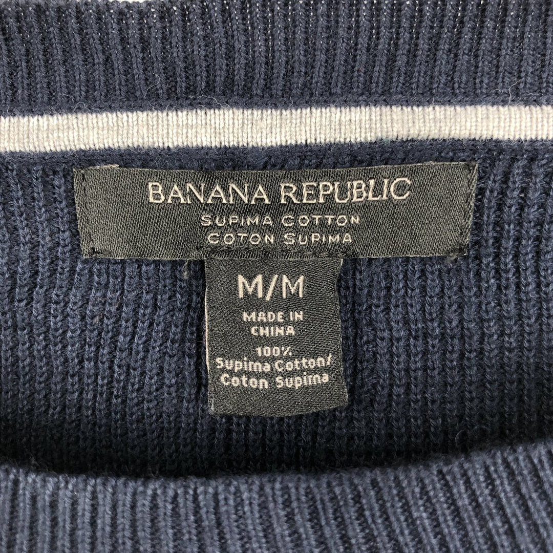 Banana Republic Cotton Knit Sweater, Men's Size M (approx.) Supima Cotton navy blue type Vintage Second Hand