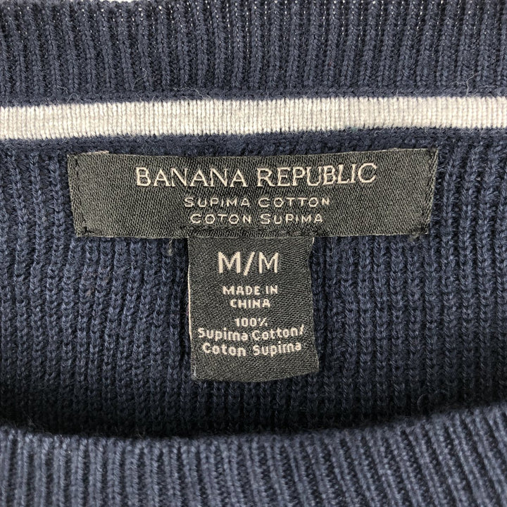 Banana Republic Cotton Knit Sweater, Men's Size M (approx.) Supima Cotton navy blue type Vintage Second Hand