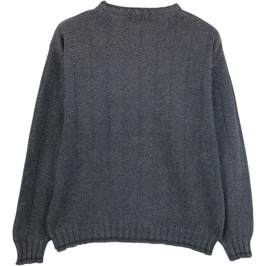2000'S Eddie Bauer ribbed cotton knit sweater, made in USA, men's size M (approx.) cotton black type Vintage Second Hand