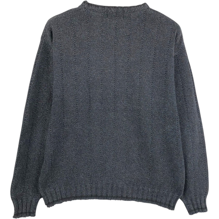 2000'S Eddie Bauer ribbed cotton knit sweater, made in USA, men's size M (approx.) cotton black type Vintage Second Hand