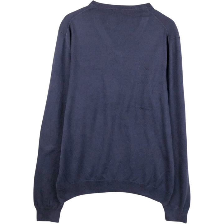 Brooks Brothers 346 V-neck Cotton Knit Sweater, Men's Size XXL (approx.) Supima Cotton navy blue type Vintage Second Hand