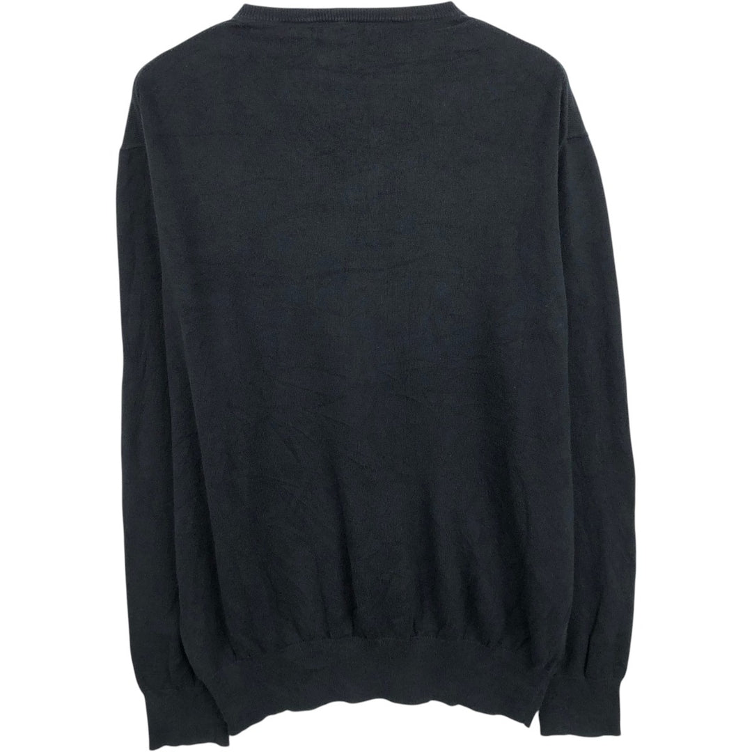 Ralph Lauren POLO by Ralph Lauren V-neck cotton knit sweater, men's size S cotton black type Vintage Second Hand