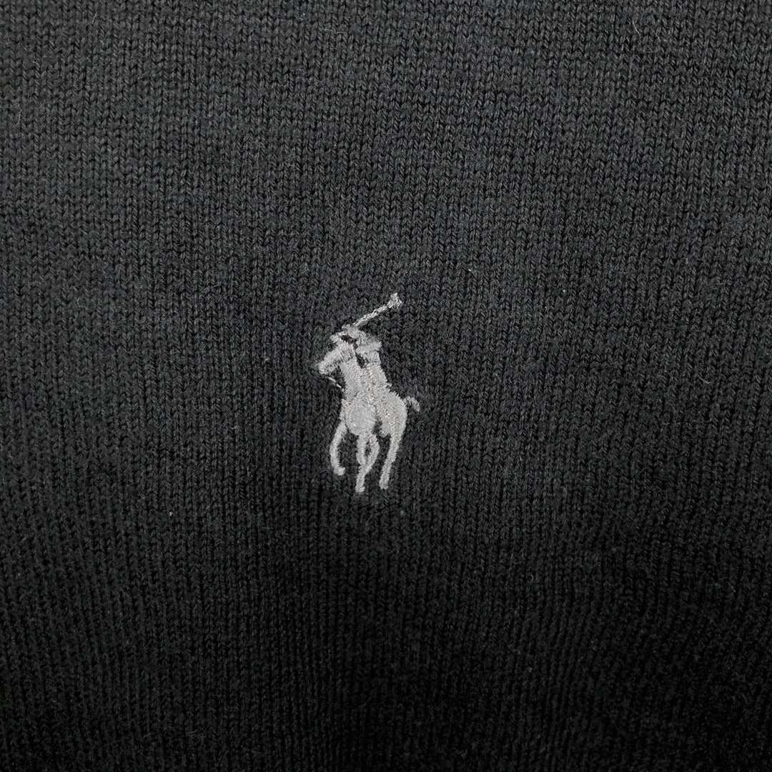 Ralph Lauren POLO by Ralph Lauren V-neck cotton knit sweater, men's size S cotton black type Vintage Second Hand