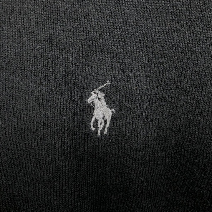 Ralph Lauren POLO by Ralph Lauren V-neck cotton knit sweater, men's size S cotton black type Vintage Second Hand