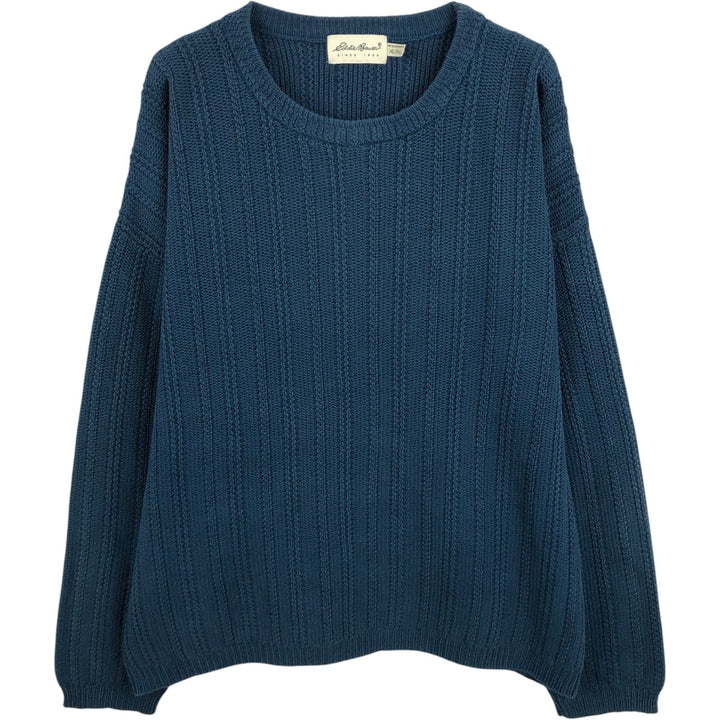 1990'S Eddie Bauer Rib-Knit Cotton Sweater, Men's Size XL (Vintage) cotton navy blue type Vintage Second Hand