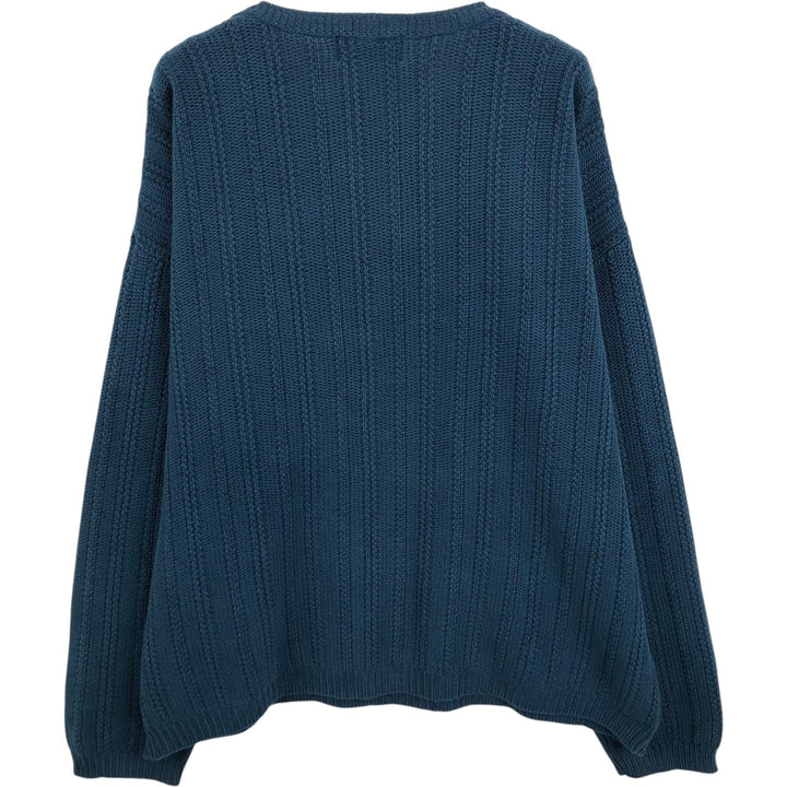 1990'S Eddie Bauer Rib-Knit Cotton Sweater, Men's Size XL (Vintage) cotton navy blue type Vintage Second Hand